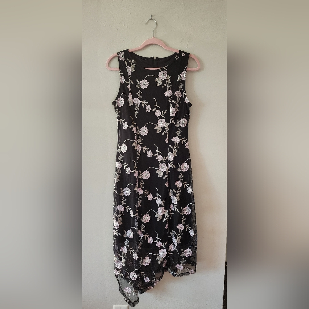 Alfani Black‎ And Lavender Floral Dress